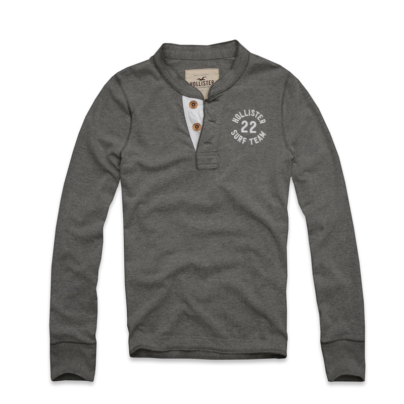 Hollister Hombres Ponte de pie de cuello Largo Remera HCO3849